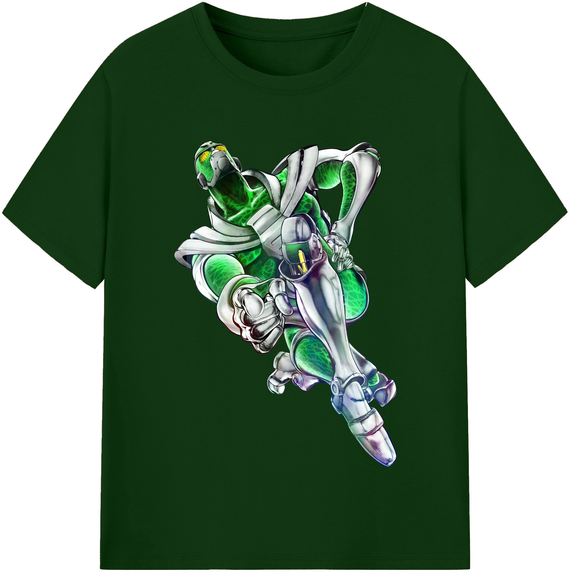 （画像用） ジョジョの奇妙な冒険 花京院 典明（かきょういん のりあき） JoJo's Bizarre Adventure Kakyoin Noriaki 綿100％半袖Tシャツ（フロントプリント）